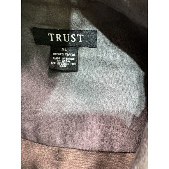 Trust Mens Casual Suede Shirt Size Xl Button Up Long Sleeve Brown Pocket Gray - Picture 4 of 7